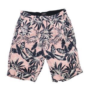 Men’s Superdry The Edit Bright Pink Black Palm Tree Summer Chino Shorts Size W30